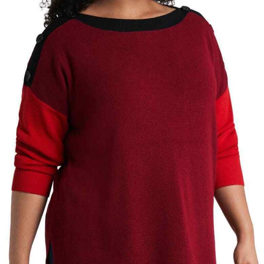 Vince Camuto Red Colorblock Tunic Sweater Size L